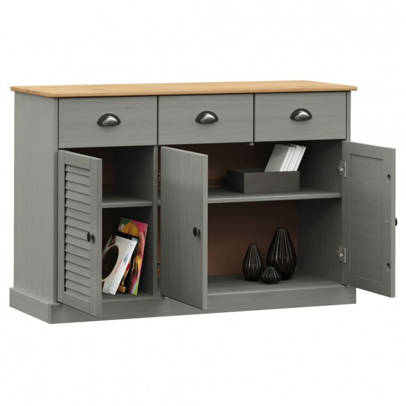 Buffet avec tiroirs VIGO 113x40x75 cm gris bois massif de pin