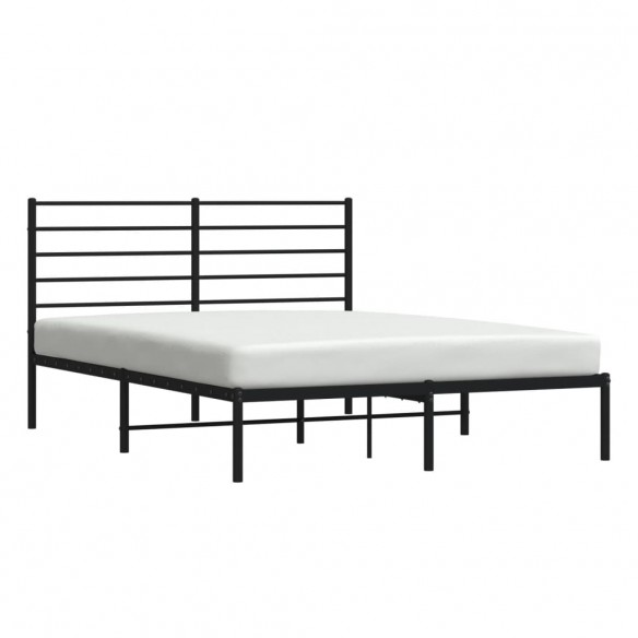 Cadre de lit métal avec tête de lit noir 120x200 cm