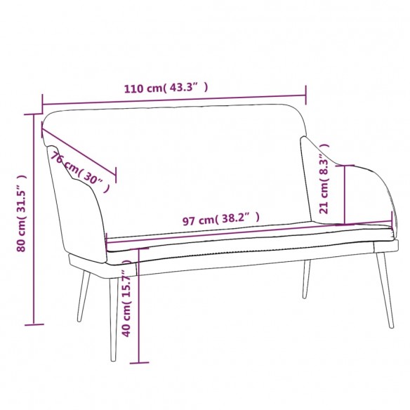 Banc Gris foncé 110x76x80 cm Velours