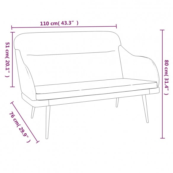 Banc Crème 110x76x80 cm Velours