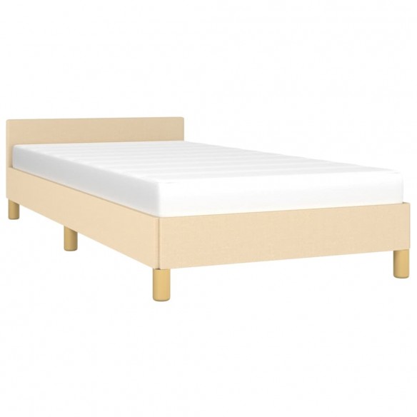 Cadre de lit avec tête de lit Crème 90x190 cm Tissu