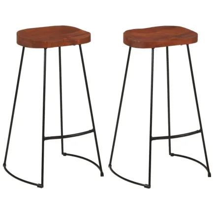 Tabourets de bar Gavin lot de 2 50x40x78cm bois massif manguier 2