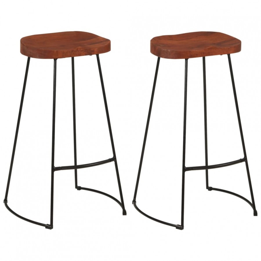 Tabourets de bar Gavin lot de 2 50x40x78cm bois massif manguier Tabourets de bar Gavin lot de 2 50x40x78cm bois massif manguier