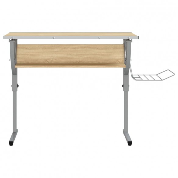 Bureau d'artisanat chêne sonoma et gris 110x53x(58-87) cm