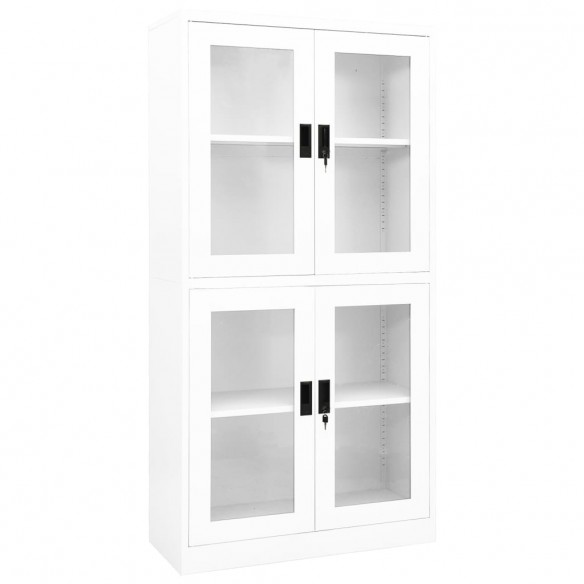 Armoire de bureau Blanc 90x40x180 cm Acier et verre trempé