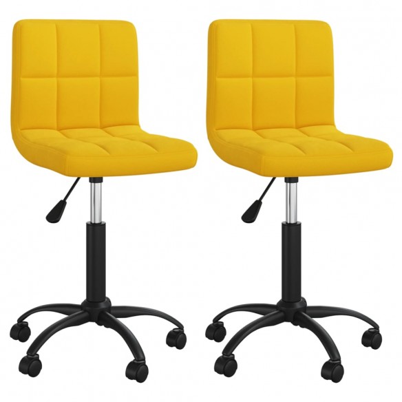 Chaises à manger pivotantes lot de 2 jaune moutarde velours