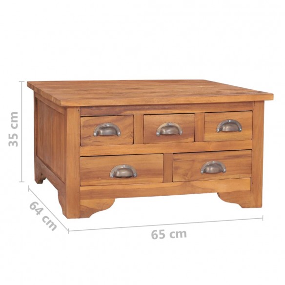 Table basse avec dessus rabattable 65x65x35 cm Bois de teck