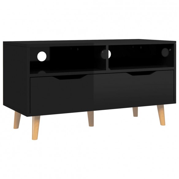 Meuble TV noir brillant 90x40x48,5 cm bois d'ingénierie