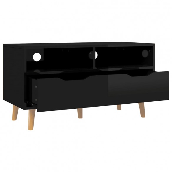 Meuble TV noir brillant 90x40x48,5 cm bois d'ingénierie