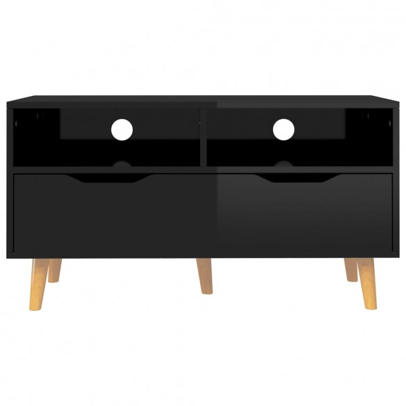 Meuble TV noir brillant 90x40x48,5 cm bois d'ingénierie