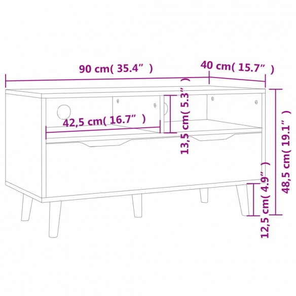 Meuble TV noir brillant 90x40x48,5 cm bois d'ingénierie