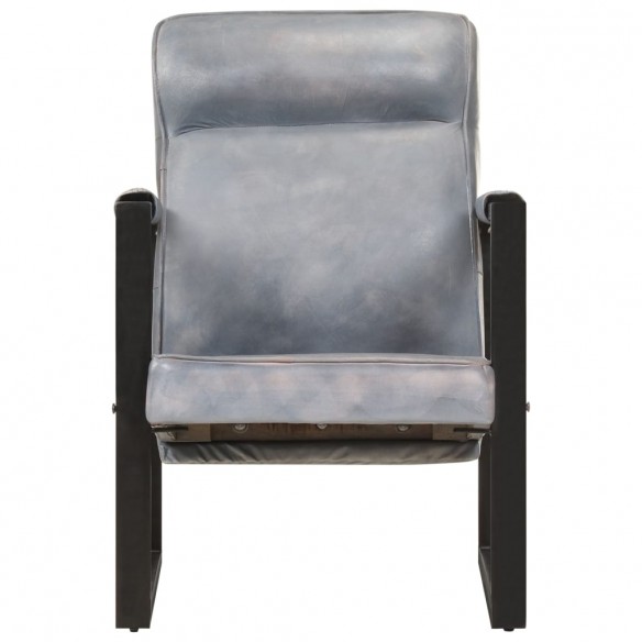 Fauteuil 60x75x90 cm Gris Cuir de chèvre véritable