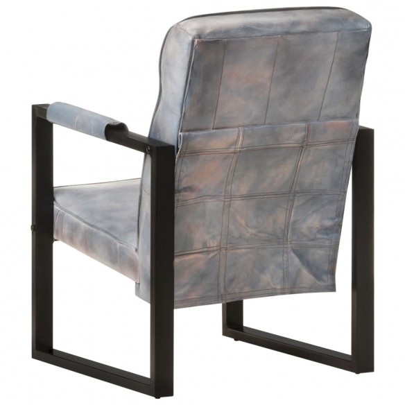 Fauteuil 60x75x90 cm Gris Cuir de chèvre véritable