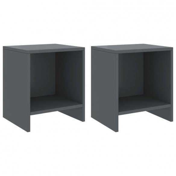 Tables de chevet 2 pcs Gris foncé 35x30x40cm Bois de pin massif