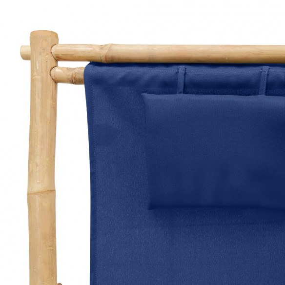 Chaise de terrasse Bambou et toile Bleu marine