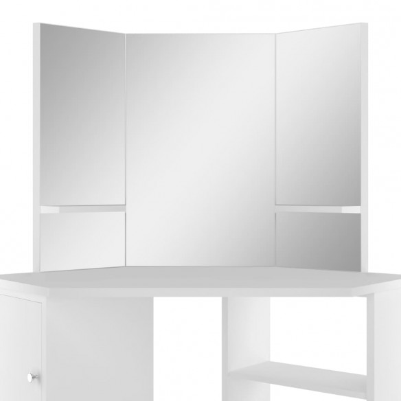 Coiffeuse d'angle Table de maquillage cosmétique Blanc