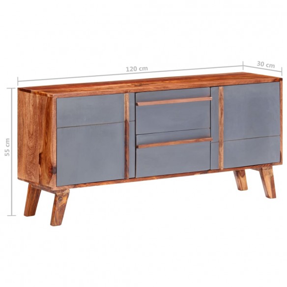 Buffet gris 120x30x55 cm bois massif