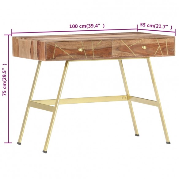 Bureau avec tiroirs 100x55x75 cm bois solide