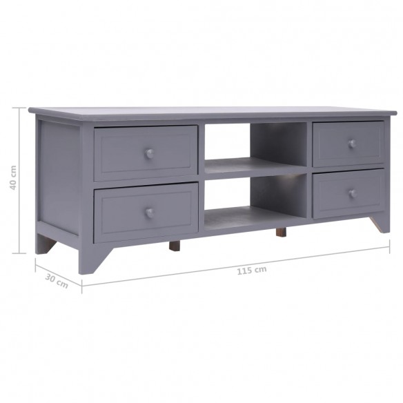 Meuble TV Gris 115x30x40 cm Bois de Paulownia