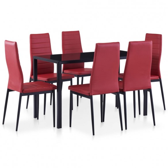 Mobilier de salle à manger 7 pcs Rouge bordeaux