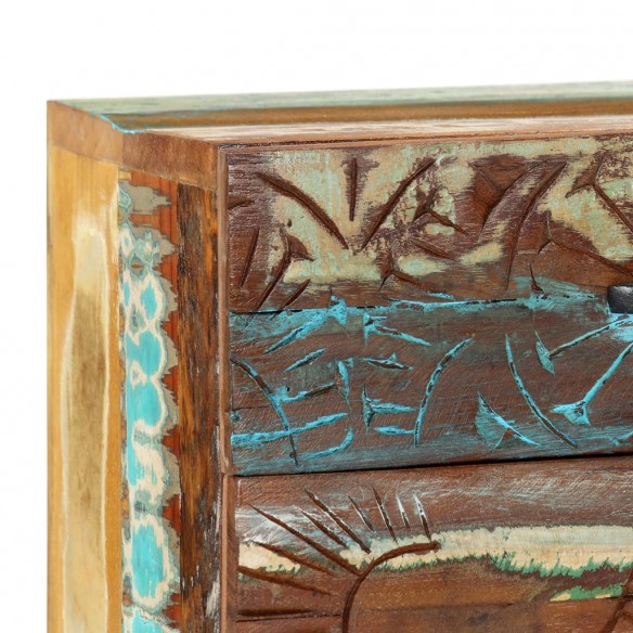 Table de chevet sculptée à la main 40x30x50cm Bois récupération