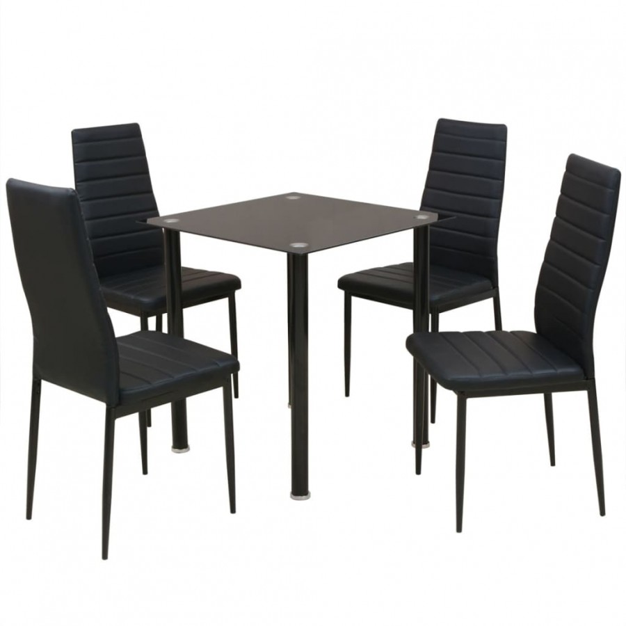 Ensemble table et chaise de salle à manger 5 pièces noir