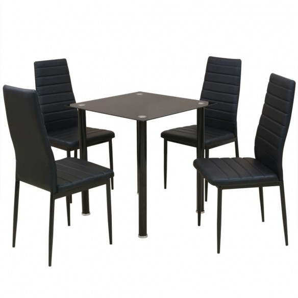 Ensemble table et chaise de salle à manger 5 pièces noir