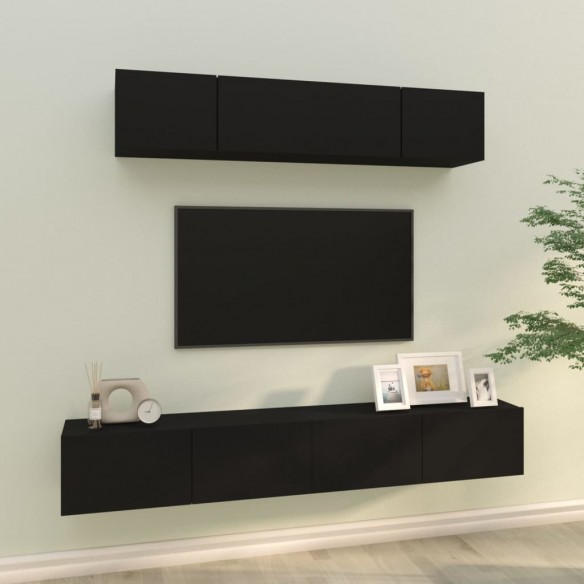 Ensemble de meubles TV 4 pcs Noir Bois d'ingénierie