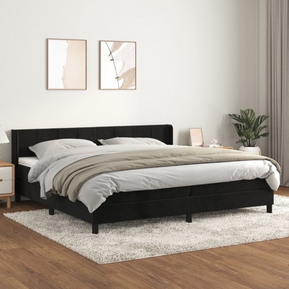 Cadre de lit et matelas Noir 200x200 cm Velours