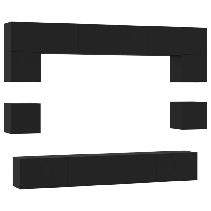 Ensemble de meubles TV 8 pcs Noir  Ensemble de meubles TV 8 pcs Noir