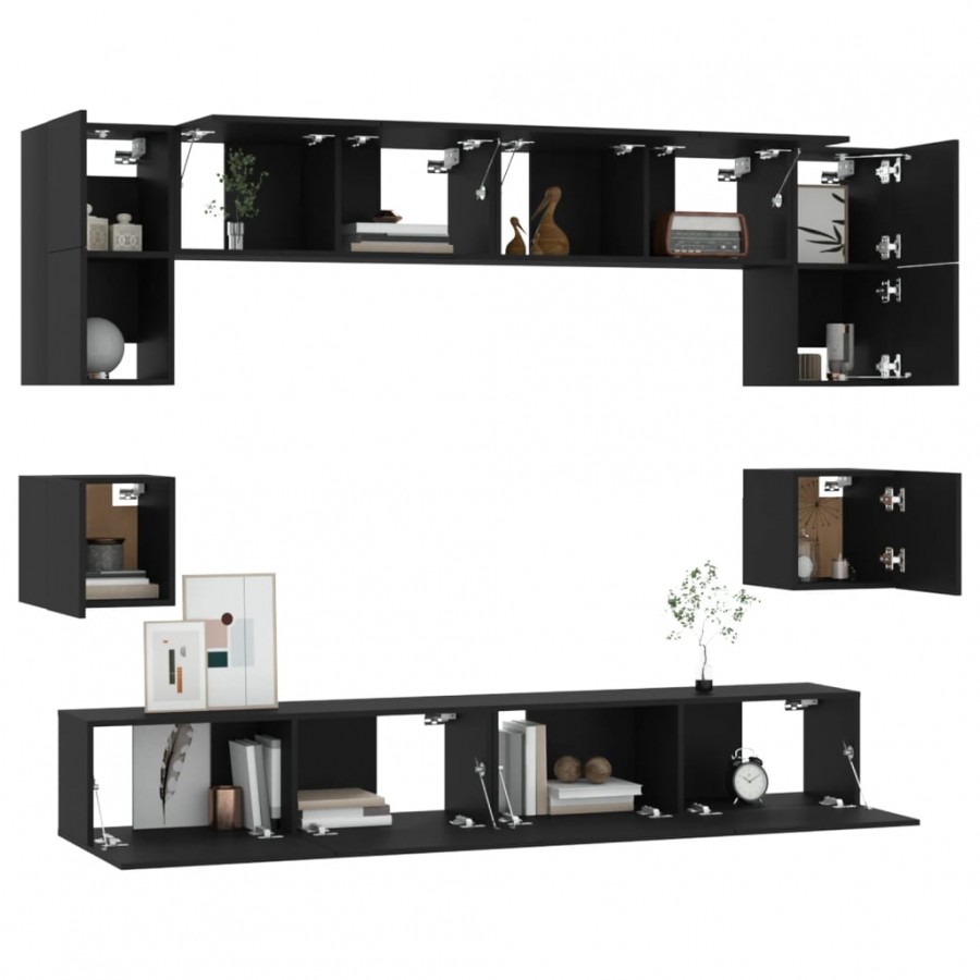 Ensemble de meubles TV 8 pcs Noir  Ensemble de meubles TV 8 pcs Noir
