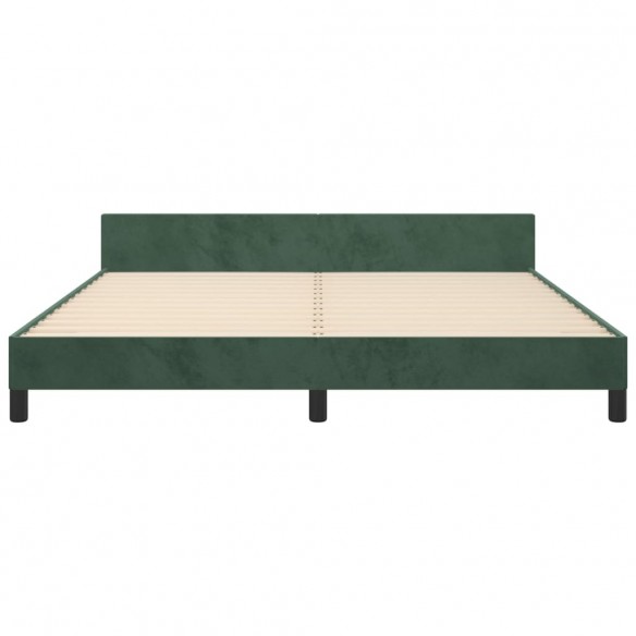 Cadre de lit avec tête de lit Vert foncé 180x200 cm Velours