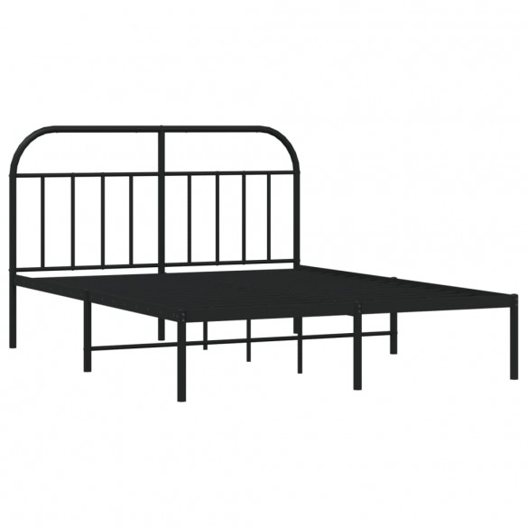 Cadre de lit métal avec tête de lit noir 150x200 cm