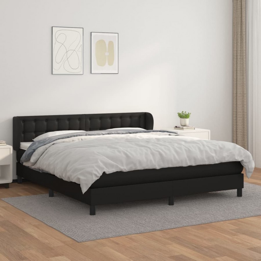 Sommier à lattes de lit avec matelas Noir 160x200 cm