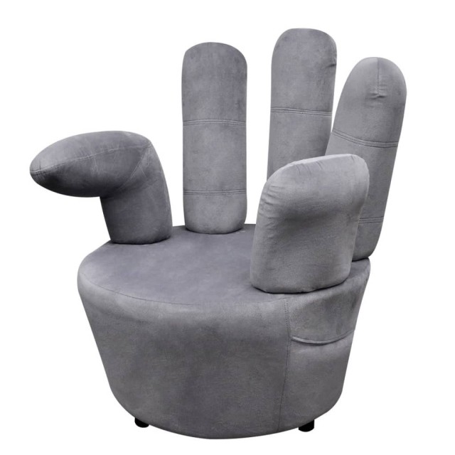 Chaise en forme de main Gris Velours