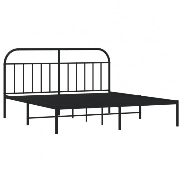Cadre de lit métal avec tête de lit noir 183x213 cm