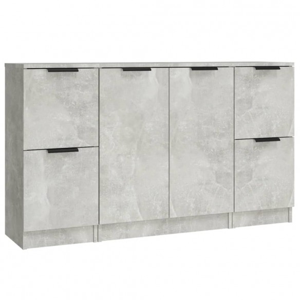 Buffets 3 pcs gris béton bois d'ingénierie