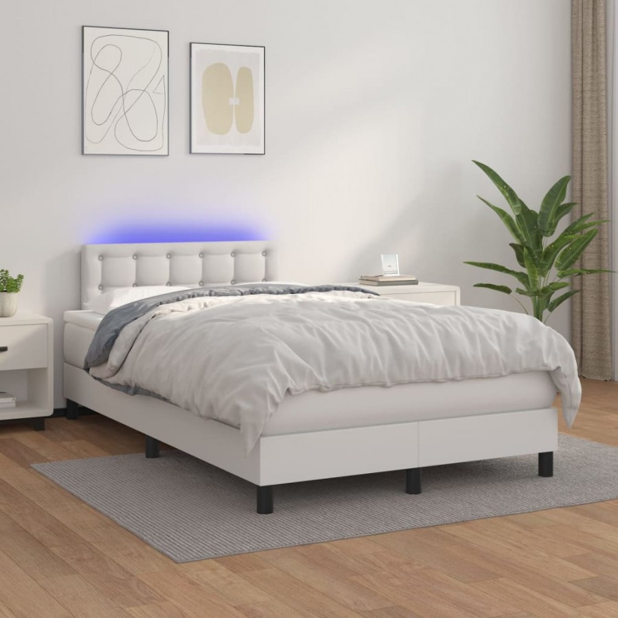 Sommier à lattes de lit avec matelas et LED Blanc 120x200 cm