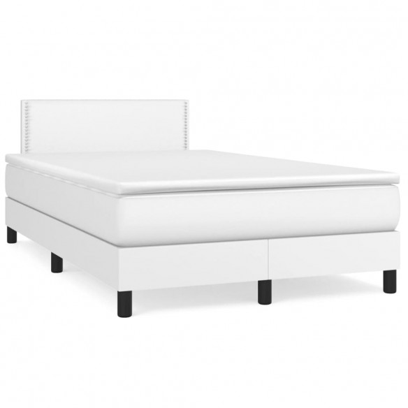 Sommier à lattes de lit avec matelas Blanc 120x200cm Similicuir