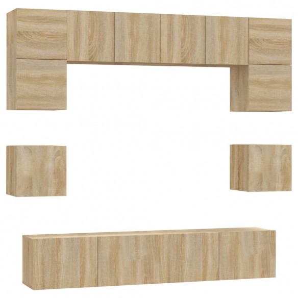 Ensemble de meubles TV 8 pcs Chêne sonoma Bois d'ingénierie