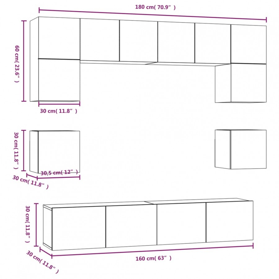 Ensemble de meubles TV 8 pcs Chêne sonoma  Ensemble de meubles TV 8 pcs Chêne sonoma