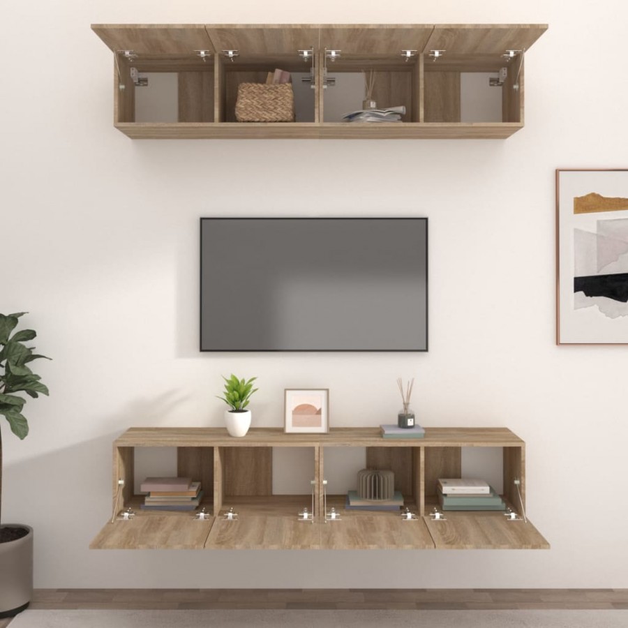 Meubles TV 4 pcs Chêne Sonoma 80x30x30 cm  Meubles TV 4 pcs Chêne Sonoma 80x30x30 cm