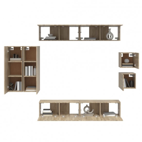 Ensemble de meubles TV 8 pcs Chêne sonoma Bois d'ingénierie