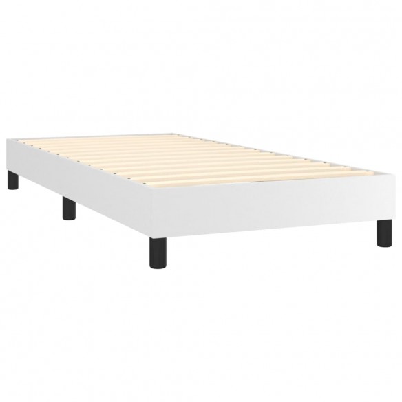 Sommier à lattes de lit avec matelas Blanc 90x200 cm Similicuir