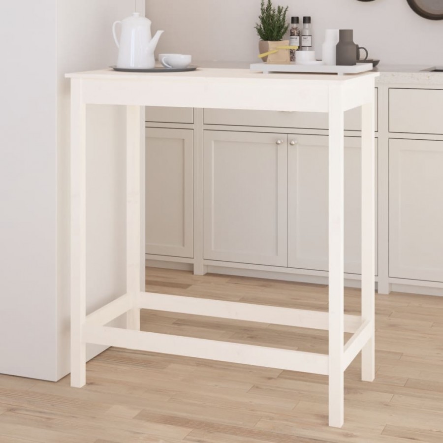 Table de bar blanc 100x50x110 cm bois massif de pin Table de bar blanc 100x50x110 cm bois massif de pin