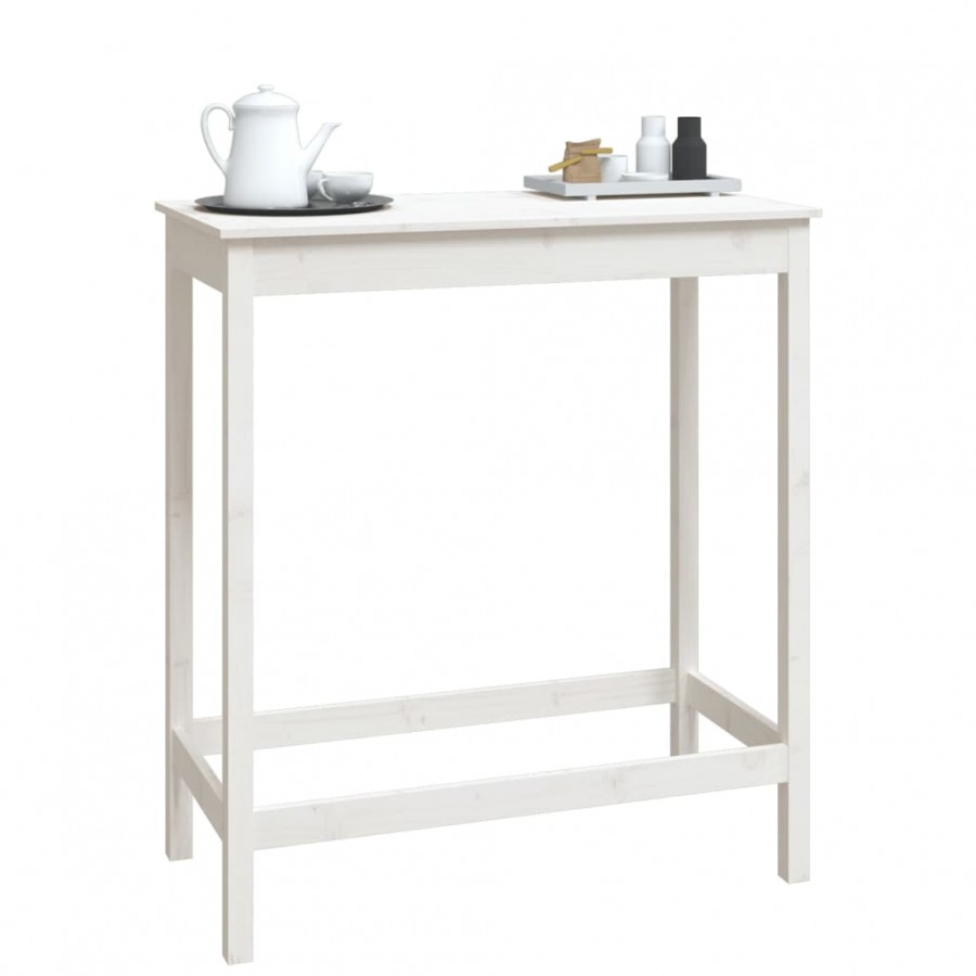 Table de bar blanc 100x50x110 cm bois massif de pin Table de bar blanc 100x50x110 cm bois massif de pin
