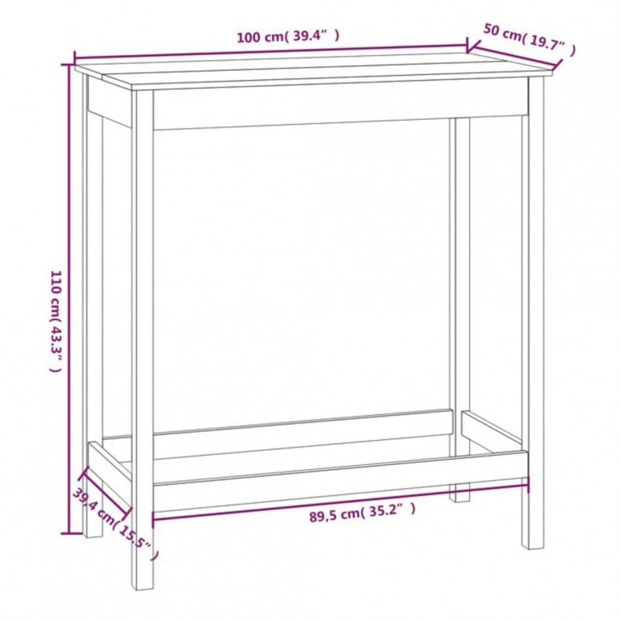 Table de bar blanc 100x50x110 cm bois massif de pin Table de bar blanc 100x50x110 cm bois massif de pin