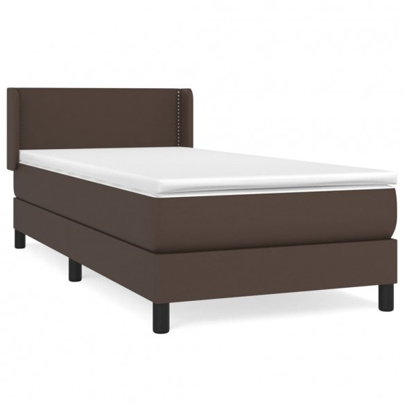 Cadre de lit avec matelas Marron 90x200cm Similicuir