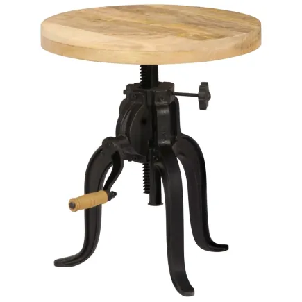 Table d'appoint de style Industriel en Bois de manguier massif et fonte 45x (45-62) cm 2