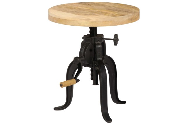 Table d'appoint 45x (45-62) cm Bois de manguier massif et fonte